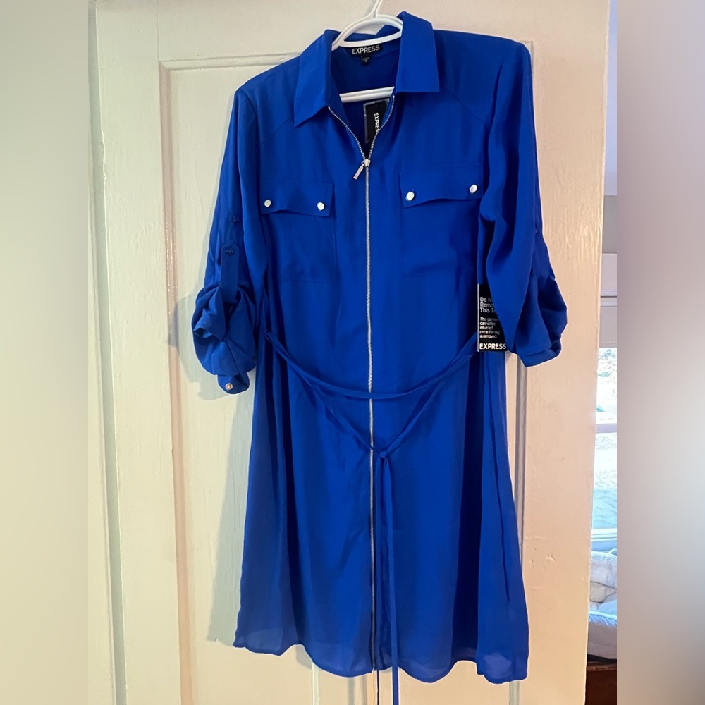 Express Women's Vibrant Blue Long Sleeve Dress